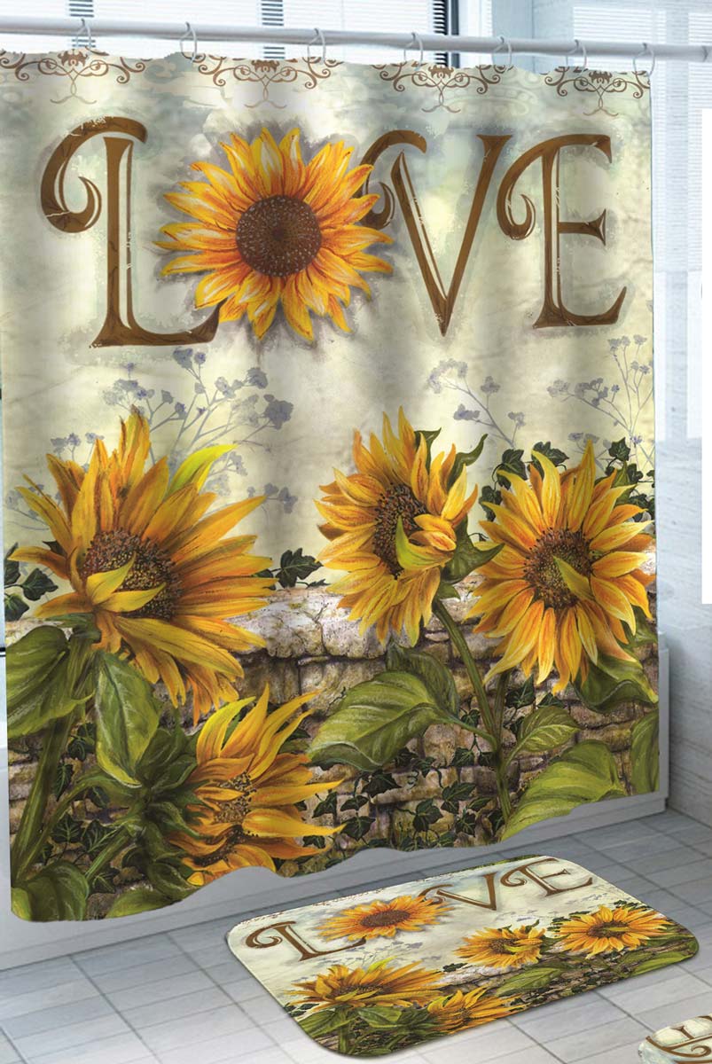 Unique Shower Curtains Love Sunflowers