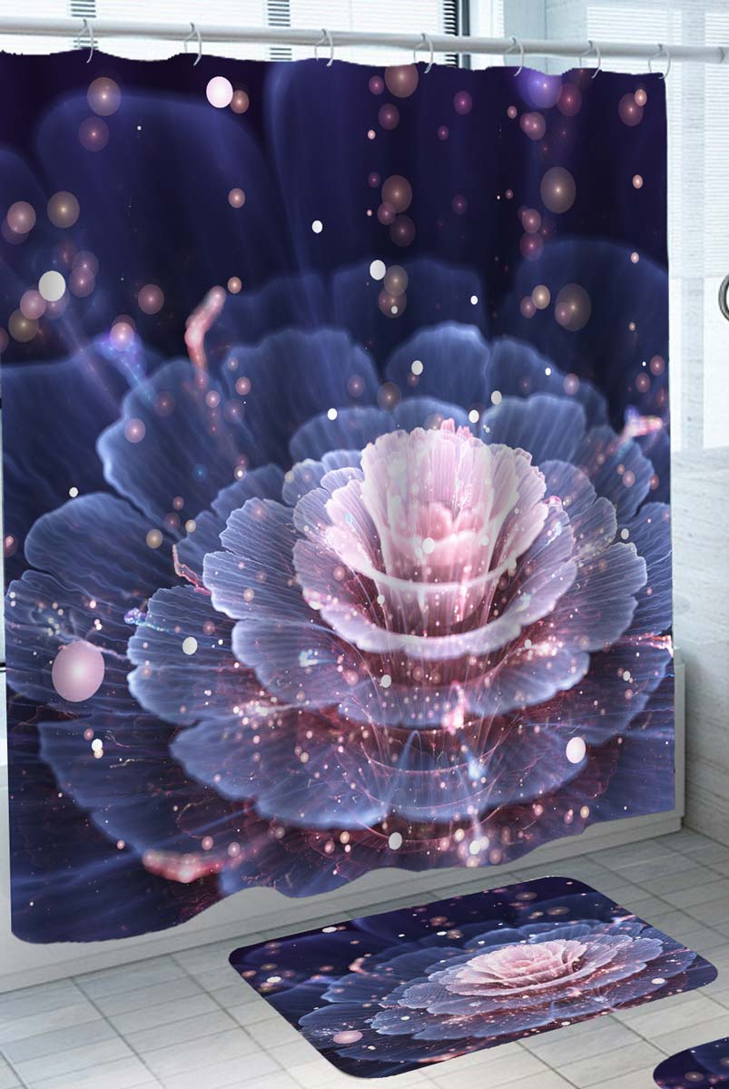 Unique Shower Curtains Pinkish Sparkling Flower