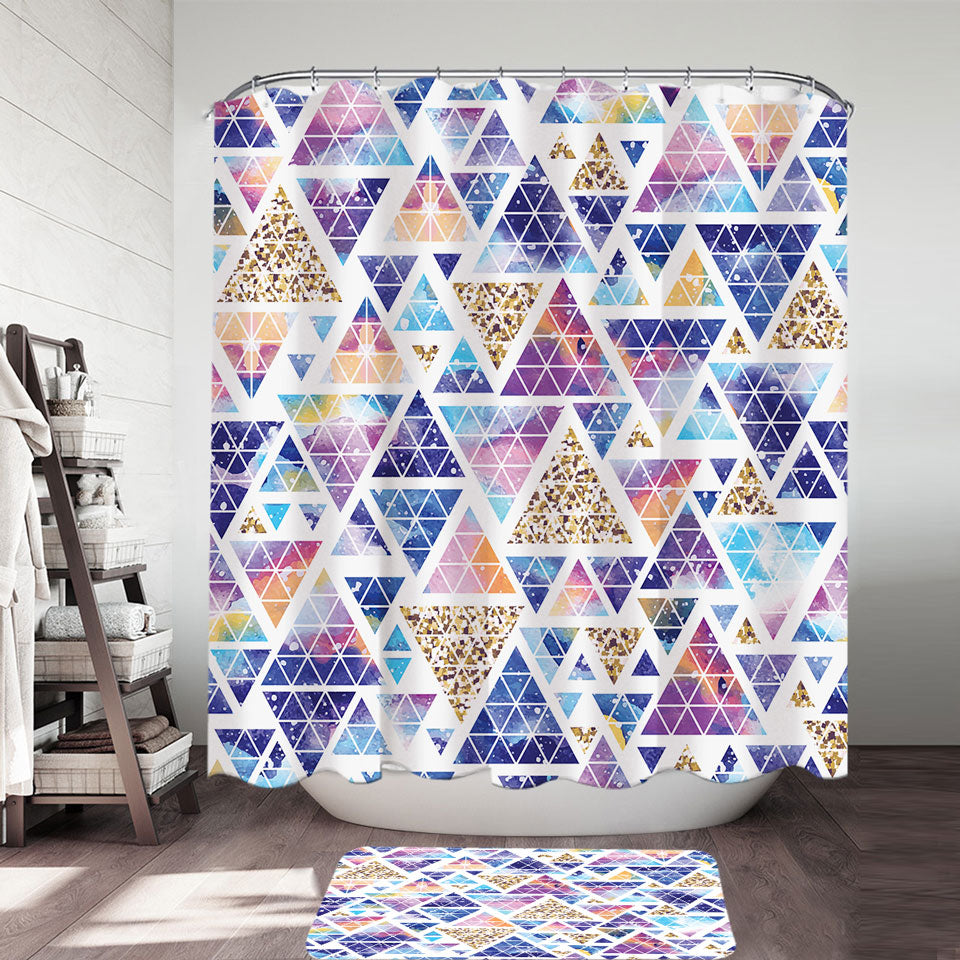 Unique Shower Curtains Space Triangles Abstract