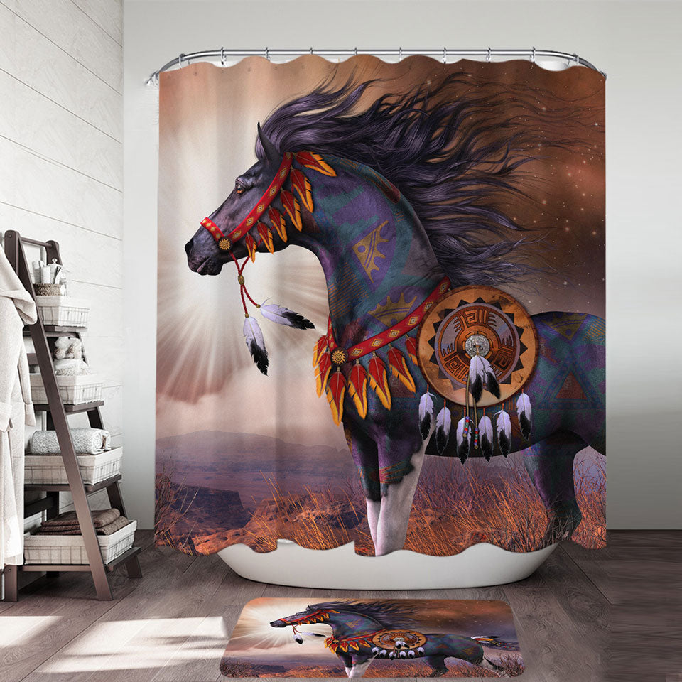 Unique Shower Curtains Wind Walker Attractive Native American Horse