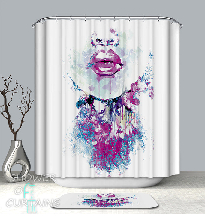 Unique Design - Purplish Sensual Lips Shower Curtain