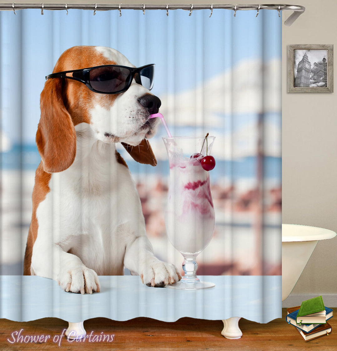 Vacation Dog Shower Curtain