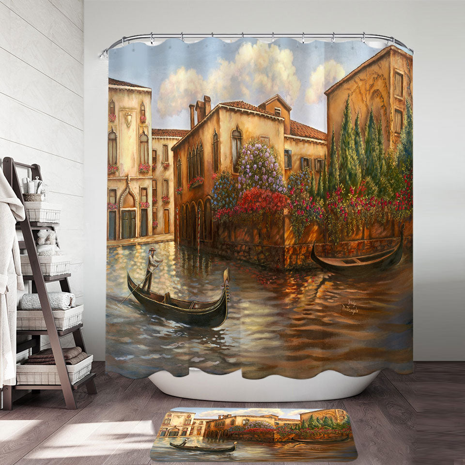 Venice Shower Curtain City Art Painting the Gondola