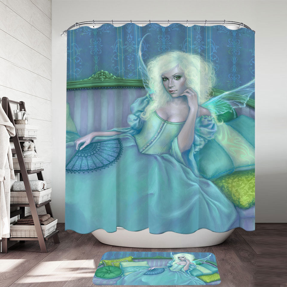 Vintage Fantasy Art Painting the Green Fairy Shower Curtains