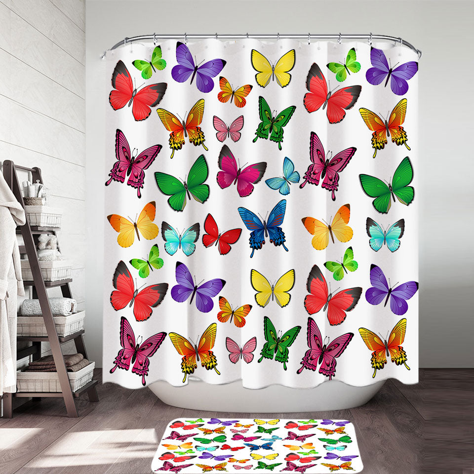 Vivid Colored Butterflies Shower Curtain