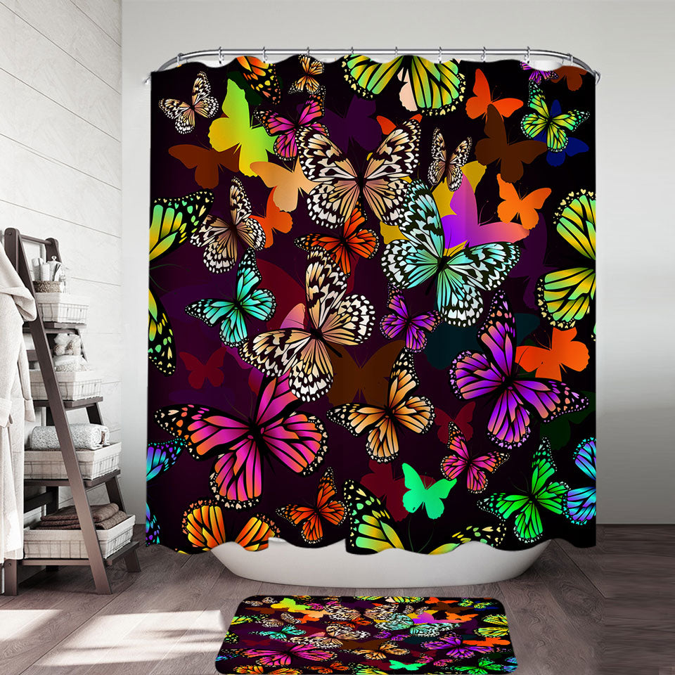 Vivid Colored Butterflies Shower Curtain