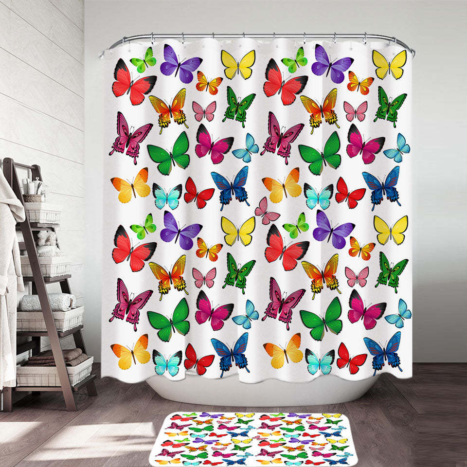 Vivid Colored Butterflies Shower Curtains