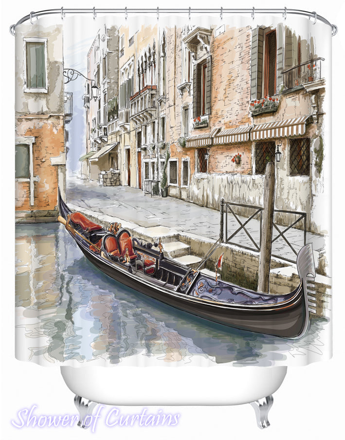 Water Painting Venice - art shower curtains