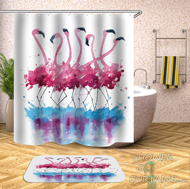 Watercolor Flamingo Shower Curtain