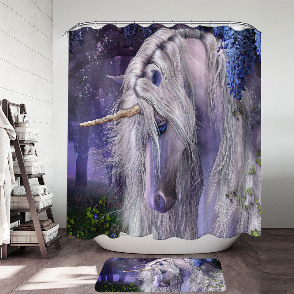 Where to Buy Shower Curtains with Fantast Art Moonlight Serenade Unicorn