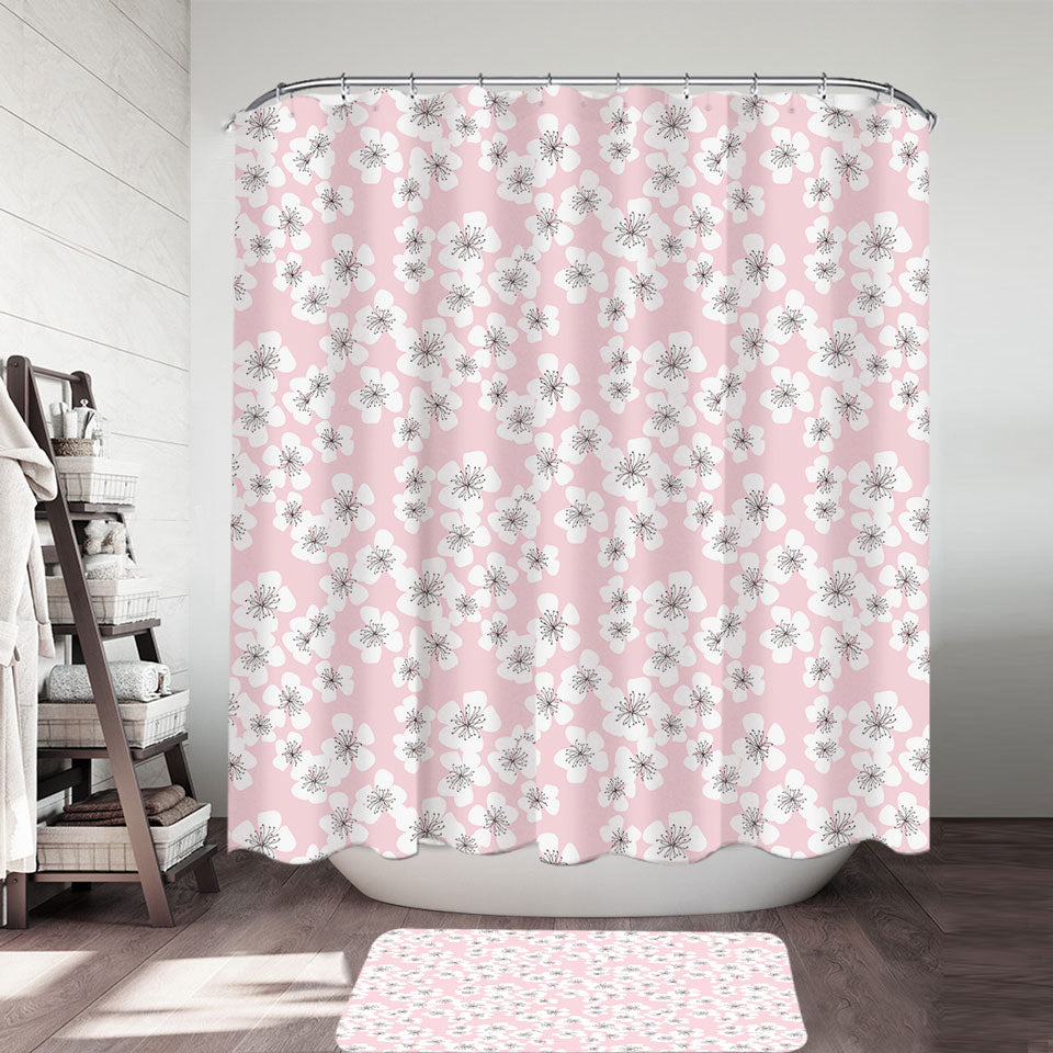 White Floral Shower Curtain