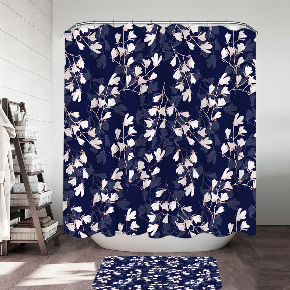 White Flowers Shower Curtain