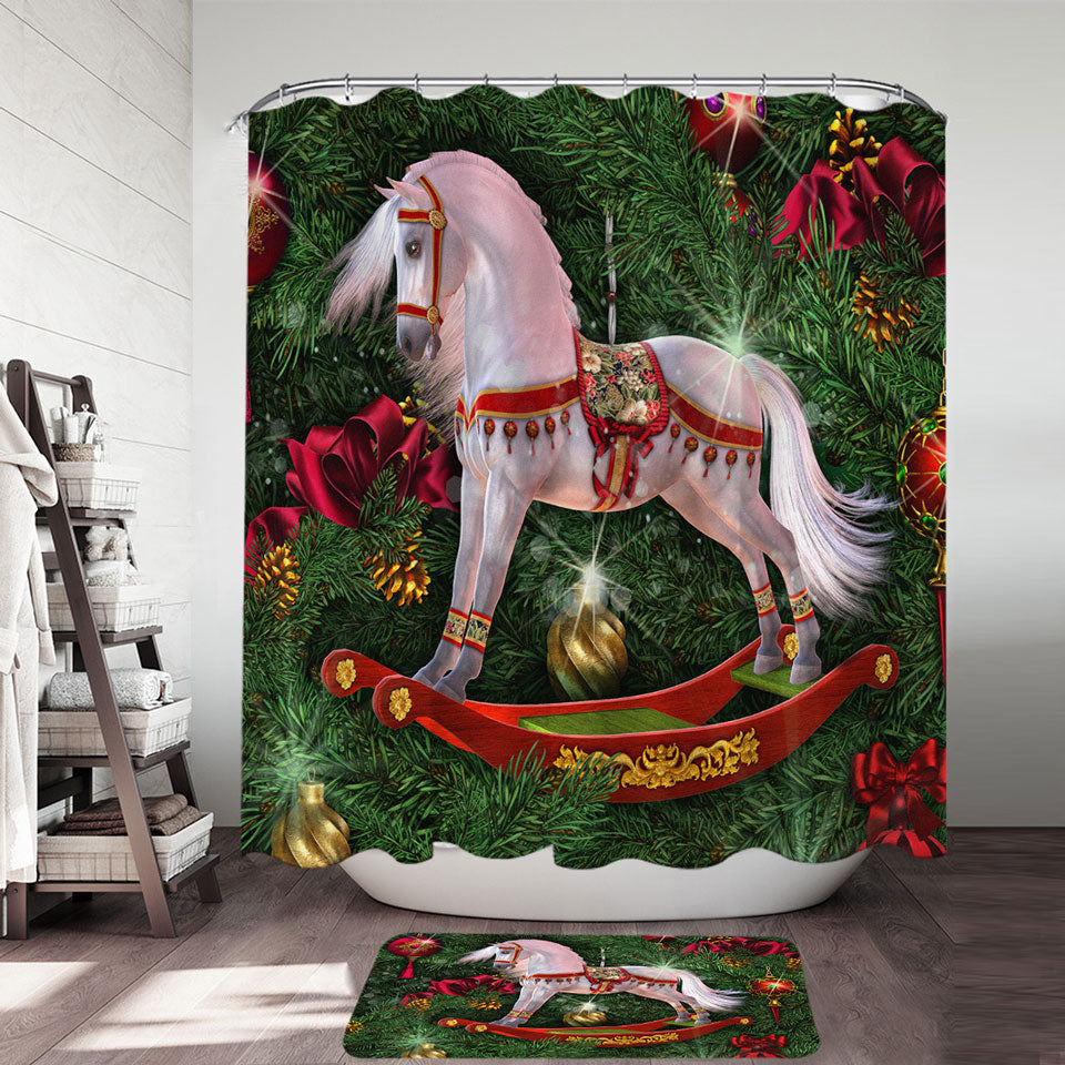 White Horse Swing the Magic of Christmas Shower Curtains