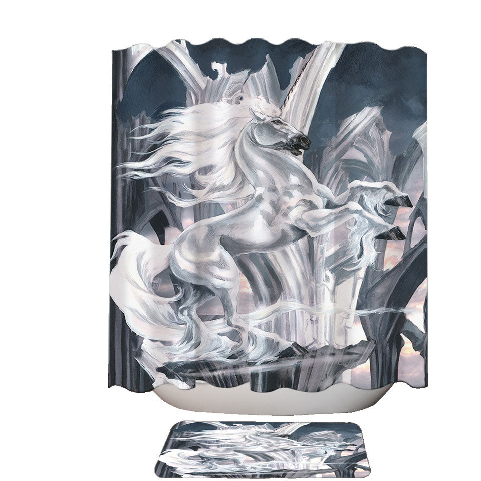 White Knight Horse Shower Curtain