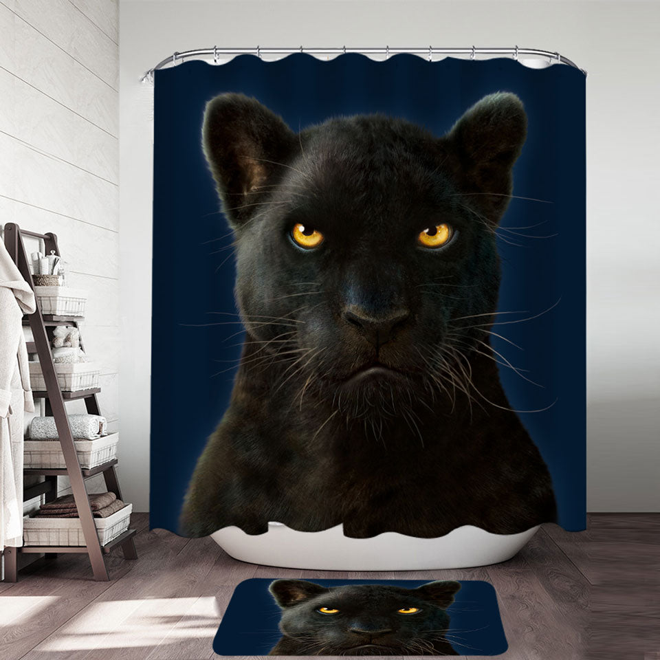 Wild Animal Art Portrait Black Panther Shower Curtain
