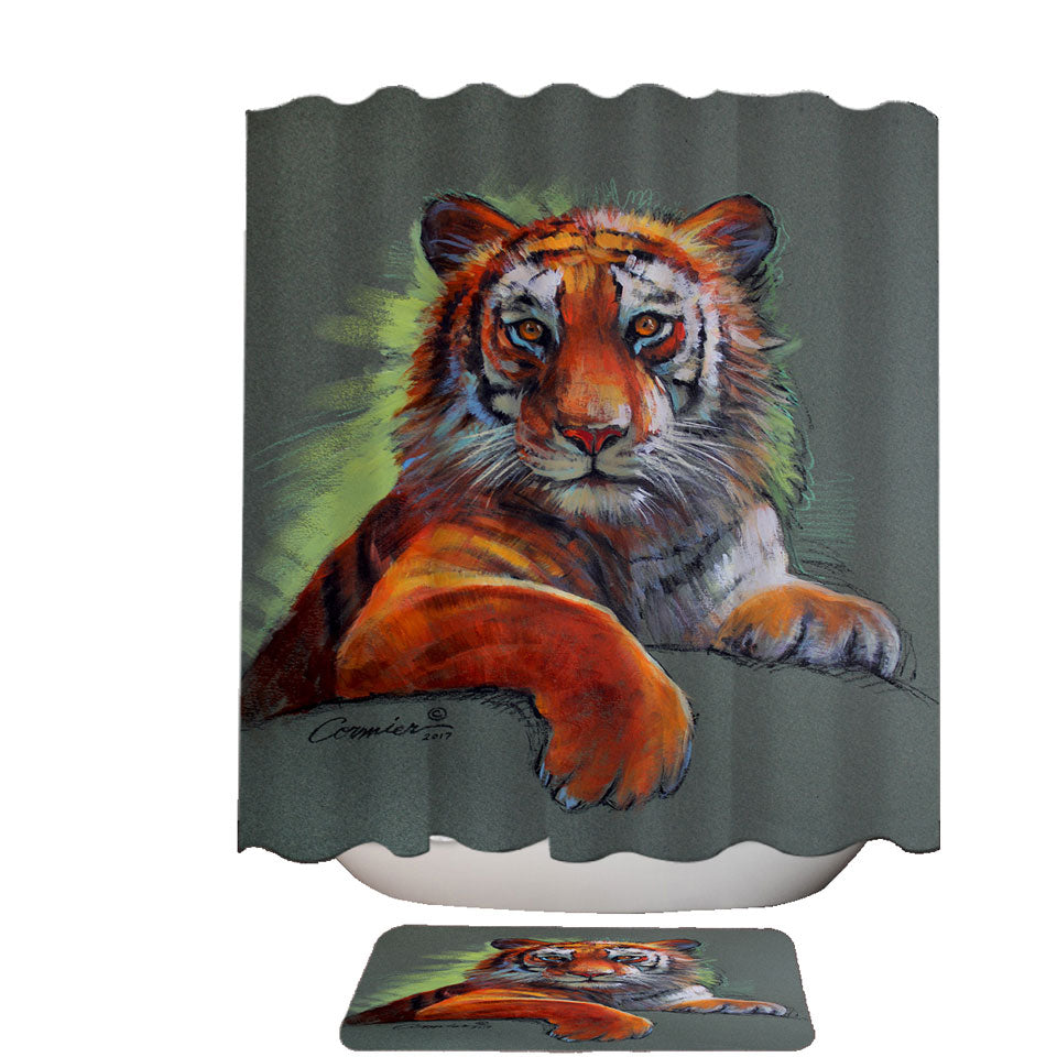 Wild Animal Shower Curtain Art Drawings Tiger Sketch