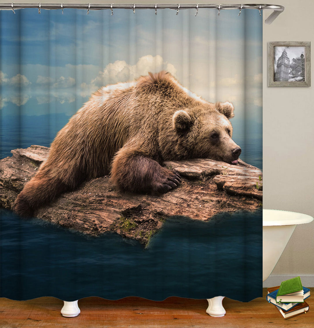 Wild Animals Sleeping Brown Bear Shower Curtains