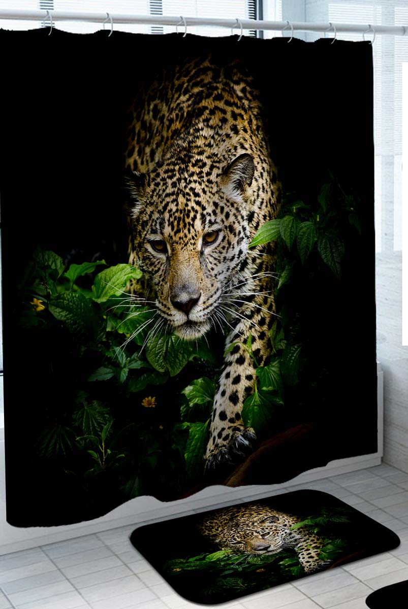Wild Leopard Crossing the Jungle Shower Curtain