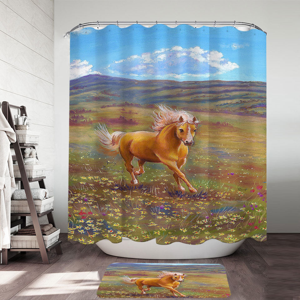 Wildlife Art Painting Running Horse Shower Curtain