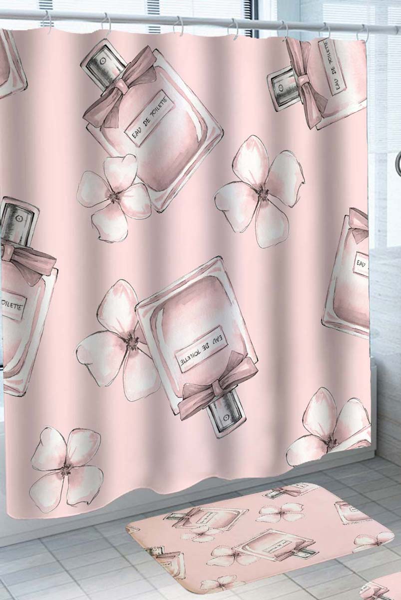 Women Shower Curtain Pinkish Perfumes