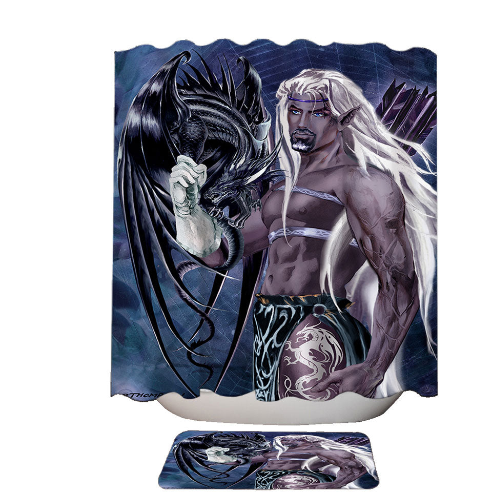 Womens Shower Curtains Cool Fantasy Drawings Dragons Worn the Master