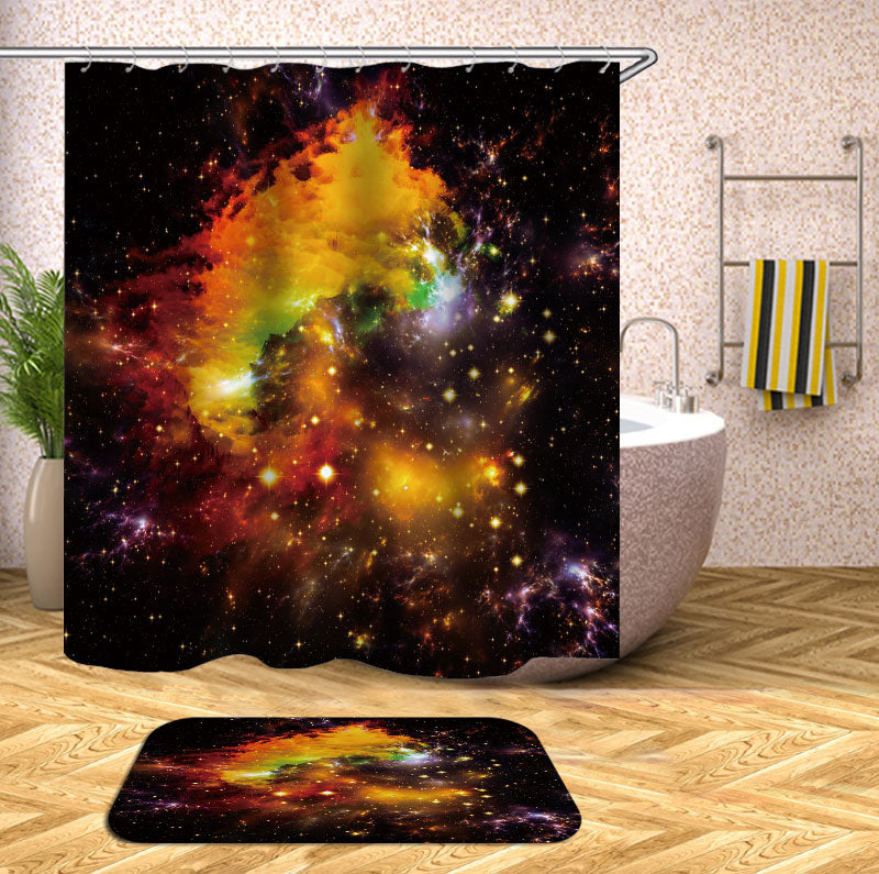 Yellow Galaxy Space Shower Curtain