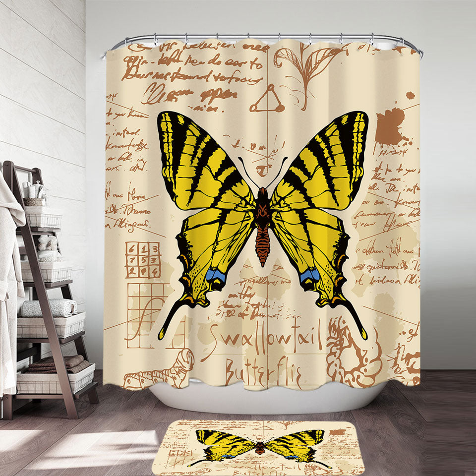 Yellow Swallowtail Butterfly Shower Curtain