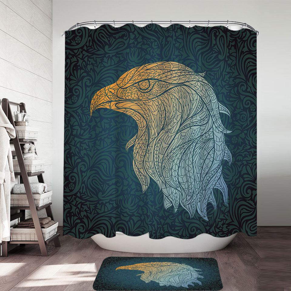 Yellow to Blue Eagle Head Shower Curtain